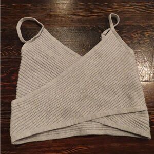 Aerie Light Gray Ribbed Top
